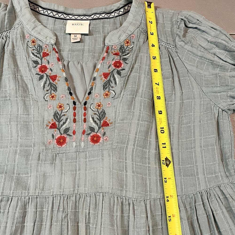 Knox Rose dress embroidered floral neckline Med tiered fairy cottage boho lace - Picture 11 of 13
